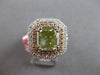 LARGE GIA 4.34CT WHITE PINK & BROWNISH GREEN DIAMOND 18KT WHITE & ROSE GOLD RING