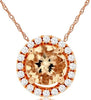 .46CT DIAMOND & AAA MORGANITE 14KT ROSE GOLD 3D ROUND SOLITAIRE FLOATING PENDANT