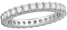 1CT DIAMOND 14KT WHITE GOLD ROUND CLASSIC SHARE PRONG ETERNITY ANNIVERSARY RING