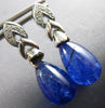 LARGE 23.13CT DIAMOND & AAA TANZANITE 14KT WHITE GOLD 3D TEAR DROP FUN EARRINGS