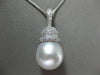 ESTATE LARGE & LONG .57CT DIAMOND 18KT WHITE GOLD SOUTH SEA PEARL PAVE PENDANT