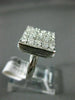 ESTATE LARGE 1.30CT ROUND DIAMOND 14KT WHITE GOLD 3D CLUSTER SQUARE FUN RING