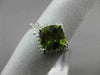 ESTATE WIDE 2.21CT DIAMOND & AAA EXTRA FACET PERIDOT 14KT WHITE GOLD SQUARE RING