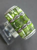 WIDE 2.96CT DIAMOND & AAA GREEN AMETHYST 14KT WHITE GOLD ROUND & BAGUETTE RING