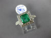 LARGE 1.55CT DIAMOND & AAA EMERALD 14K WHITE GOLD SQUARE & ROUND ENGAGEMENT RING