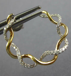 .36CT DIAMOND 18KT 2 TONE GOLD 3D INIFINITY ROPE SIDEWAYS HOOP HANGING EARRINGS