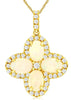 1.65CT DIAMOND & AAA OPAL 14KT YELLOW GOLD OVAL & ROUND FLOWER FLOATING PENDANT