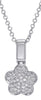 ESTATE .20CT DIAMOND 18KT WHITE GOLD 3D ROUND CLASSIC PAVE LOVE FLOATING PENDANT