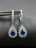 1.87CT DIAMOND & AAA SAPPHIRE 14K WHITE GOLD PEAR SHAPE CLASSIC HANGING EARRINGS