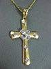 ESTATE .08CT ETOILE DIAMOND 14K WHITE & YELLOW GOLD CROSS PENDANT & CHAIN #22924