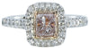 .84CT WHITE & PINK DIAMOND 18KT WHITE & ROSE GOLD PRINCESS HALO ENGAGEMENT RING