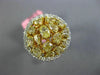 GIA LARGE 2.87CT WHITE & FANCY YELLOW DIAMOND 18KT TWO TONE GOLD 3D CLUSTER RING