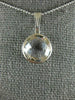 ESTATE AAA CRYSTAL 14KT WHITE GOLD 3D CLASSIC BEZEL ROUND PENDANT