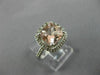 LARGE 2.14CT AAA WHITE SAPPHIRE & MORGANITE 14KT WHITE GOLD HALO ENGAGEMENT RING