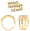 LARGE 1.53CT DIAMOND 14KT YELLOW GOLD 3D PRINCESS MULTI ROW CRISS CROSS FUN RING