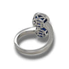 LARGE 5.31CT DIAMOND AAA SAPPHIRE 18K WHITE GOLD OVAL SOLITAIRE CRISS CROSS RING