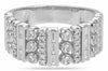 WIDE .72CT DIAMOND 14KT WHITE GOLD ROUND & BAGUETTE MULTI ROW SEMI ETERNITY RING