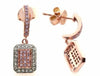 .48CT WHITE & PINK DIAMOND 18K WHITE ROSE GOLD FILIGREE OCTAGON HANGING EARRINGS