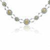 12.16CT WHITE & FANCY YELLOW DIAMOND 18K 2 TONE GOLD 3D FLOWER ETERNITY NECKLACE