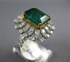 LARGE 5.52CT DIAMOND & AAA EMERALD 18KT 2 TONE GOLD EMERALD CUT ENGAGEMENT RING