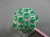 ESTATE LARGE 4.04CT DIAMOND & AAA EMERALD 18K WHITE GOLD 3D FLOWER FILIGREE RING