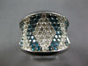 ESTATE EXTRA LARGE 2.86CT WHITE & BLUE DIAMOND 14KT WHITE GOLD 3D PAVE FUN RING