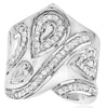LARGE .51CT DIAMOND 14KT WHITE GOLD 3D MULTI SHAPE ETOILE CRISS CROSS FUN RING