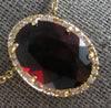 7.99CT DIAMOND & AAA GARNET 14K YELLOW GOLD OVAL & ROUND HALO FUN LOVE NECKLACE