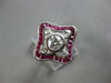 LARGE 1.17CT DIAMOND & AAA RUBY 18KT WHITE GOLD ENGAGEMENT RING 28179