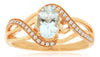 ESTATE .77CT DIAMOND & AAA AQUAMARINE 14KT ROSE GOLD OVAL & ROUND SOLITAIRE RING