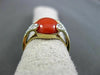 ESTATE .07CT DIAMOND & AAA CORAL 14KT YELLOW GOLD 3D FILIGREE MILGRAIN FUN RING