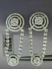 ESTATE LARGE 3.20CT DIAMOND 14K WHITE GOLD CIRCULAR DOUBLE HALO HANGING EARRINGS