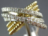 LARGE 1.27CT DIAMOND 14KT 2 TONE GOLD 3D MULTI ROW CRISS CROSS X INFINITY RING