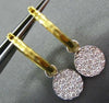ESTATE .57CT DIAMOND 14KT 2 TONE GOLD 3D PAVE CIRCULAR HOOP FUN EARRINGS #20819