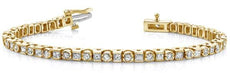 4.22CT DIAMOND 14KT YELLOW GOLD ROUND & PRINCESS BEZEL & CHANNEL TENNIS BRACELET
