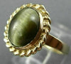 ESTATE 14KT YELLOW GOLD TIGER EYE 3D CLASSIC OVAL ROPE SOLITAIRE FUN RING #26069