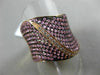ESTATE LARGE 2.73CT DIAMOND & PINK SAPPHIRE 18KT 2 TONE GOLD MULTI ROW LEAF RING