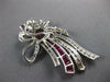 ESTATE EXTRA LARGE 8.75CT DIAMOND & AAA RUBY 14K WHITE GOLD BOW CLIP ON EARRINGS