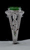 2.50CT DIAMOND & AAA TSAVORITE 18KT WHITE GOLD 3D OVAL FILIGREE ENGAGEMENT RING
