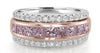 WIDE 1.78CT WHITE & PINK DIAMOND 18KT WHITE & ROSE GOLD 3 ROW ANNIVERSARY RING