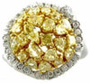 LARGE 2.97CT WHITE & FANCY YELLOW DIAMOND 18K 2 TONE GOLD MULTI SHAPE ROUND RING