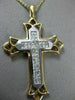 ESTATE LARGE 1.0CT PRINCESS DIAMOND 14KT WHITE & YELLOW GOLD CROSS PENDANT #6289