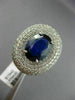 ESTATE LARGE 6.95CT DIAMOND & AAA SAPPHIRE 14KT WHITE GOLD OVAL ENGAGEMENT RING