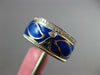 WIDE .30CT DIAMOND & BLUE ENAMEL 18K WHITE GOLD A INITIAL MULTI LEAF ETOILE RING