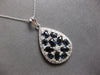 LARGE 1.95CT DIAMOND & AAA SAPPHIRE 14KT WHITE GOLD 3D TEAR DROP PENDANT #28057