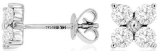 ESTATE .80CT DIAMOND 14KT WHITE GOLD 3D FOUR STONE FLOWER SQUARE STUD EARRINGS
