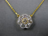 ESTATE LARGE 1.31CT DIAMOND 14KT 2 TONE GOLD FLOWER FILIGREE MILGRAIN NECKLACE
