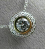 ESTATE .48CT DIAMOND 14KT WHITE & YELLOW GOLD 3D SOLITAIRE HALO FLOATING PENDANT