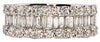 WIDE 1.54CT DIAMOND 18KT WHITE GOLD 3D ROUND & BAGUETTE 3 ROW ANNIVERSARY RING