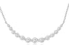ESTATE 1CT DIAMOND 14K WHITE GOLD 3D ROUND SHARED PRONG GRADUATING LOVE NECKLACE